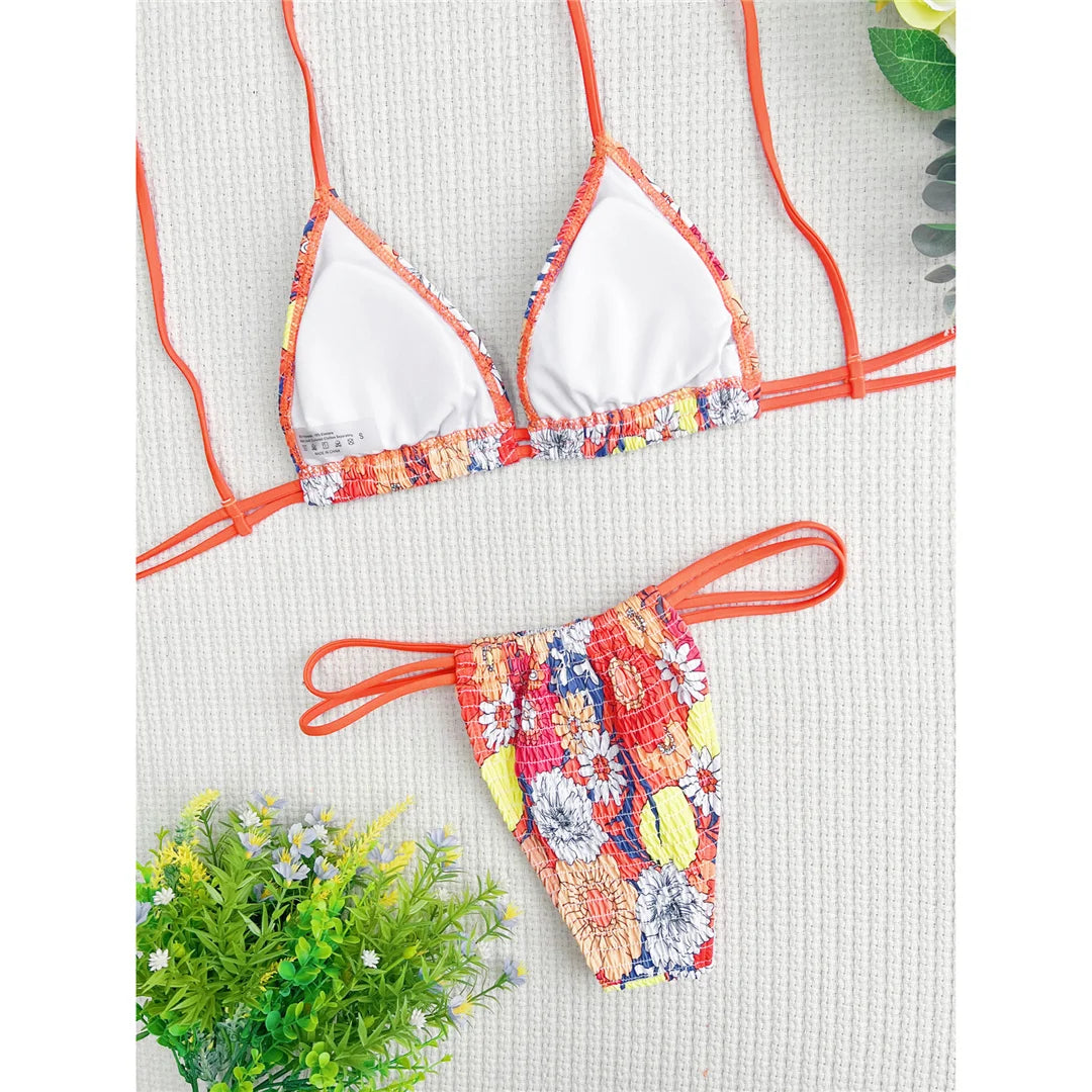 Floral Dream Shoulder Tie Bikini Bathing Suit Sunset and Swim   