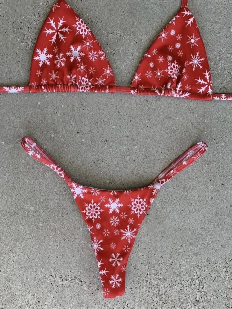 Christmas Micro Thong Bikini Sunset and Swim Red 4 S