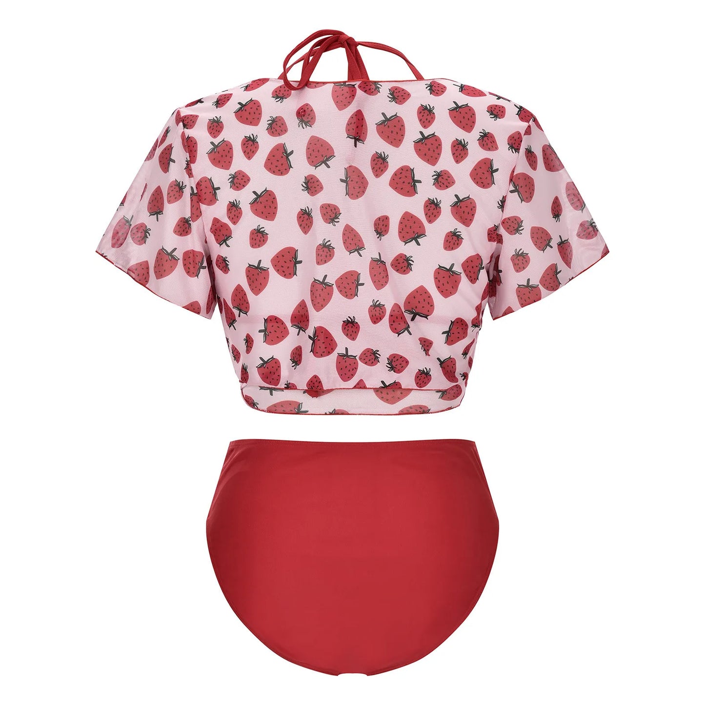 Sweet Strawberry Three-Piece Plus Size Bikini Set Sunset and Swim   