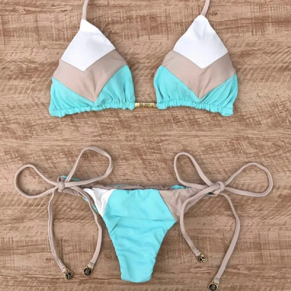 Coastal Colorblock Brazilian Bikini Set Sunset and Swim   