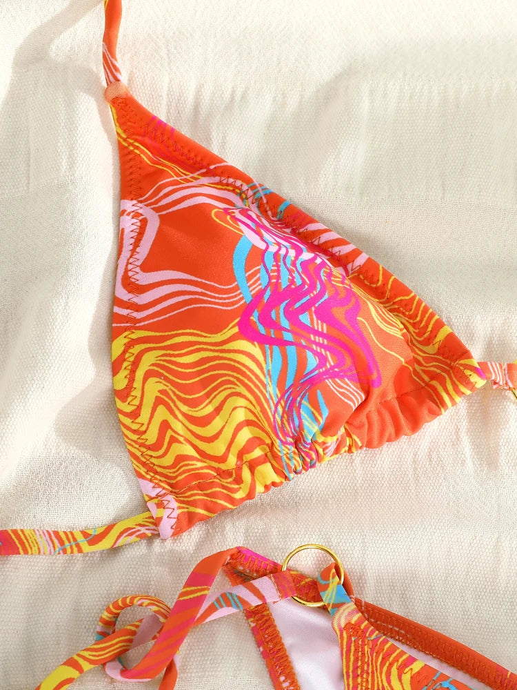 Exotic Sunset Triangle Chains Brazilian Bikini Sunset and Swim   