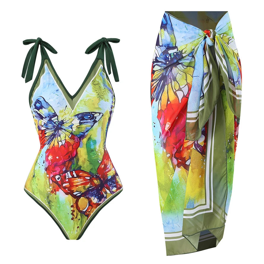 Tropical Oasis Full Coverage One-Piece Swimsuit Sunset and Swim   