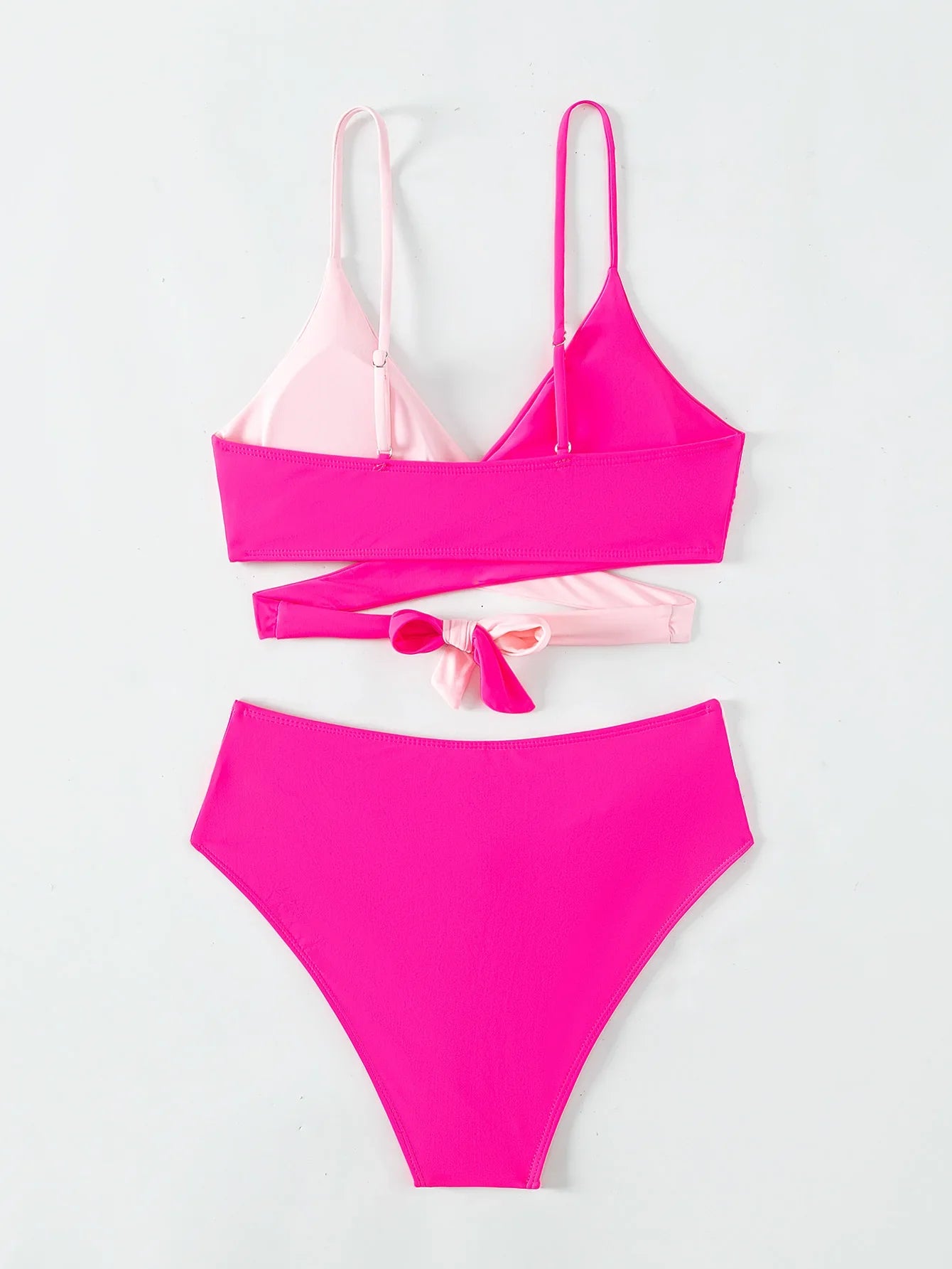 Pink Criss Cross Cut Out Bikini Sunset and Swim   
