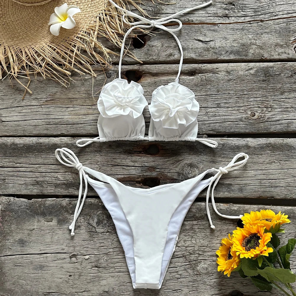 Blooming Paradise Brazilian 3D Floral Bikini  Sunset and Swim   