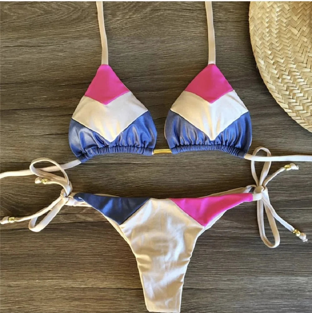 Coastal Colorblock Brazilian Bikini Set Sunset and Swim   