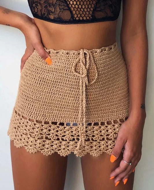 Boho Breeze Handmade Crochet Mini Skirt  Sunset and Swim   