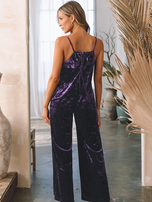 Pocketed Spaghetti Strap Wide Leg Overall  Sunset and Swim   