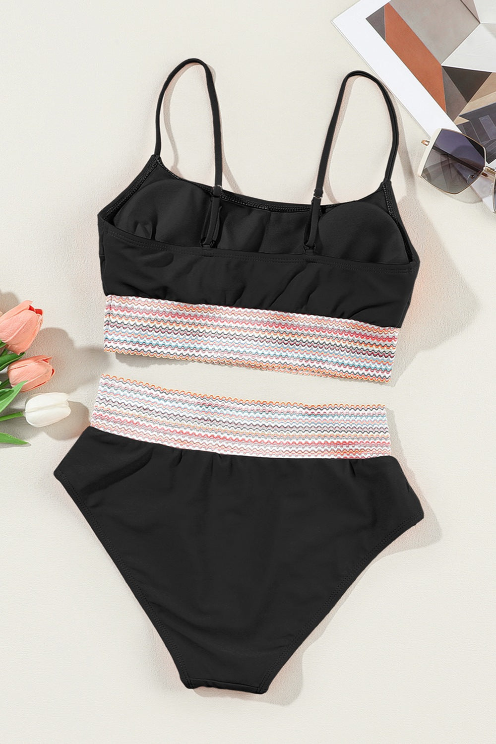 Sunset Vacation  Scoop Neck Spaghetti Strap Two-Piece Swim Set Sunset and Swim   