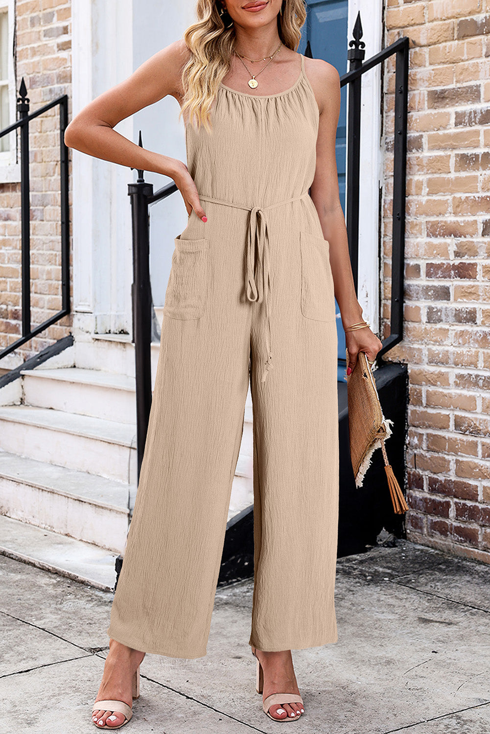 Sunset and Swim  Scoop Neck Spaghetti Strap Jumpsuit Sunset and Swim Dust Storm S 