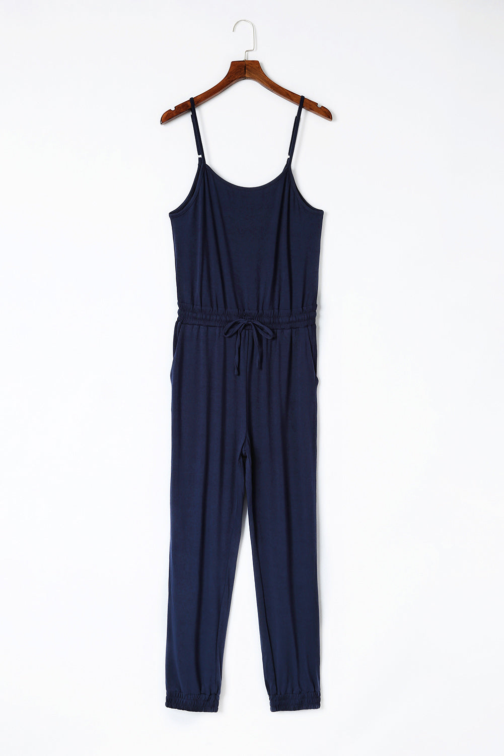 Spaghetti Strap Jumpsuit with Pockets  Sunset and Swim Navy S 