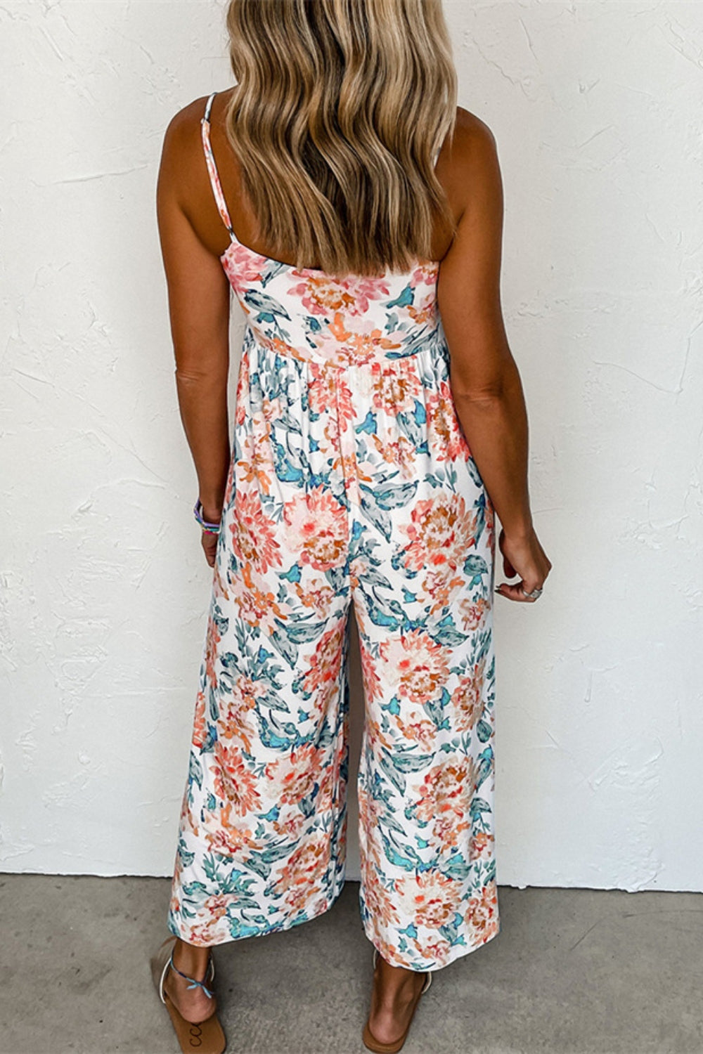 Printed Scoop Neck Wide Leg Jumpsuit Sunset and Swim   