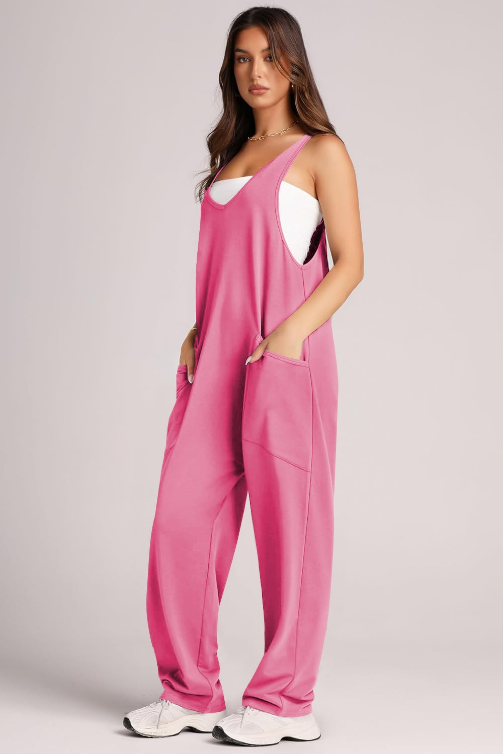 Sunset and Swim  Wide Strap Jumpsuit with Pockets Sunset and Swim   