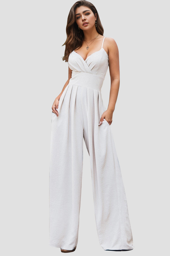 Sunset and Swim  Spaghetti Strap Wide Leg Jumpsuit Sunset and Swim White S 