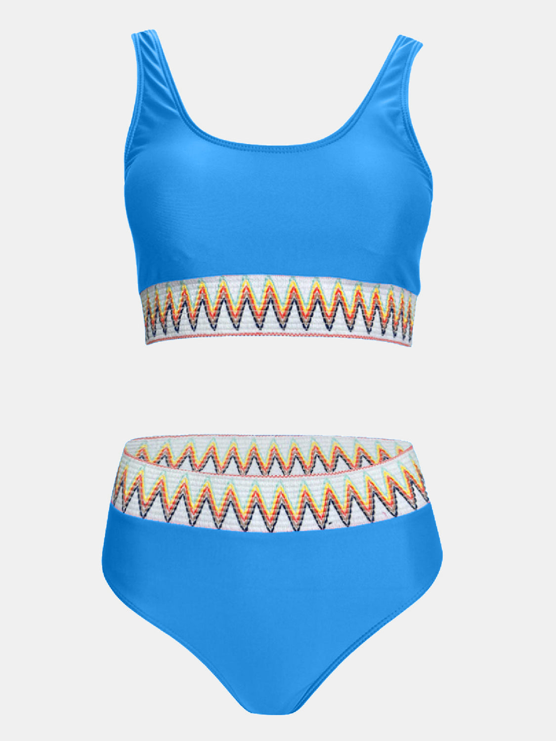 Scoop Neck Wide Strap Two-Piece Swim Set Sunset and Swim Sky Blue S 