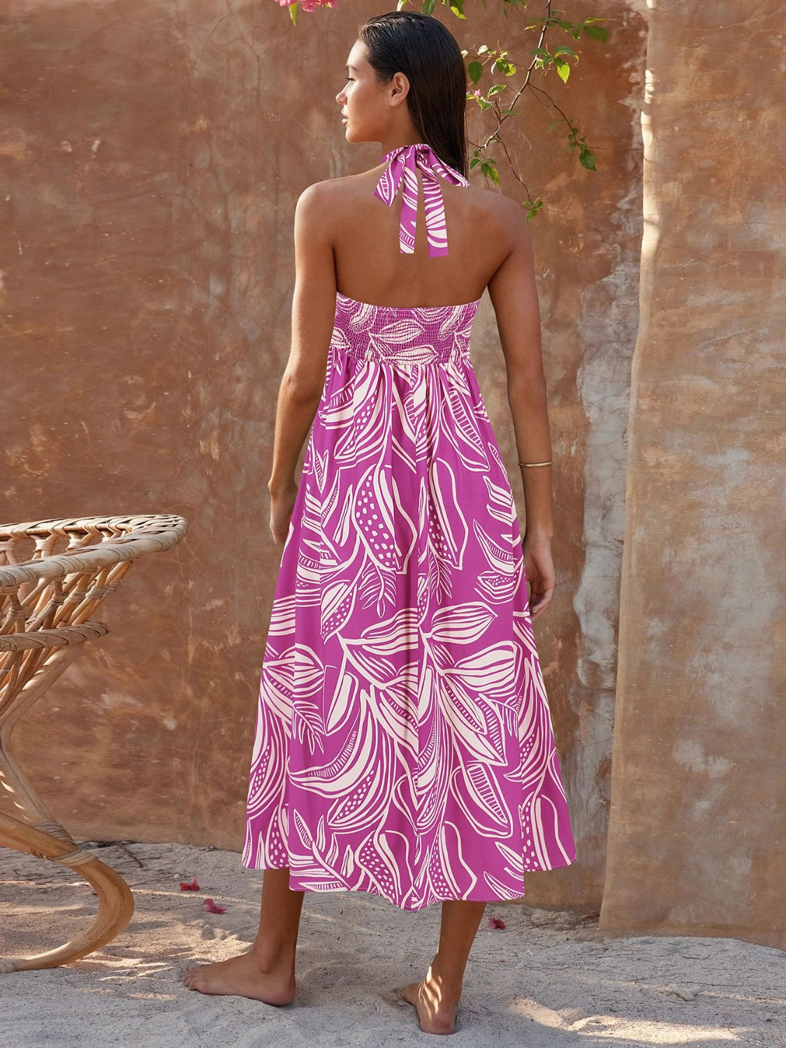 Sunset and Swim  Printed Halter Neck Midi Cami Dress Sunset and Swim   