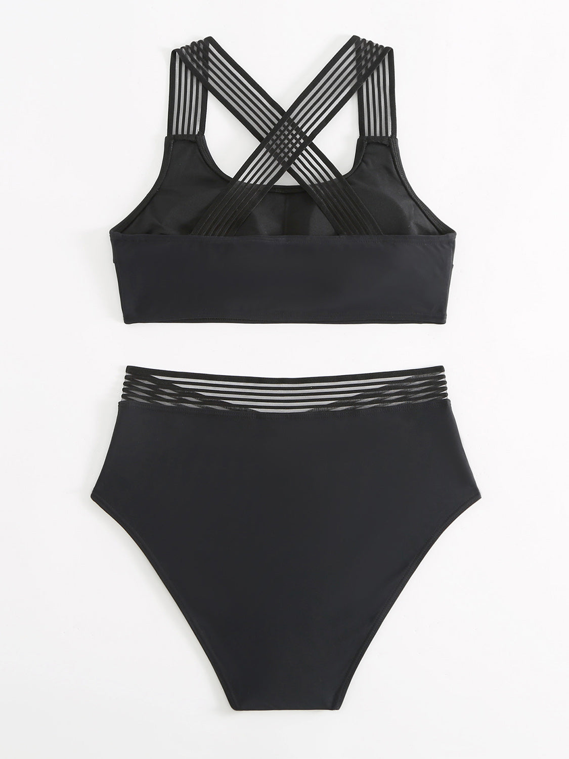 Sunset Vacation  Crisscross Wide Strap Two-Piece Swim Set Sunset and Swim   