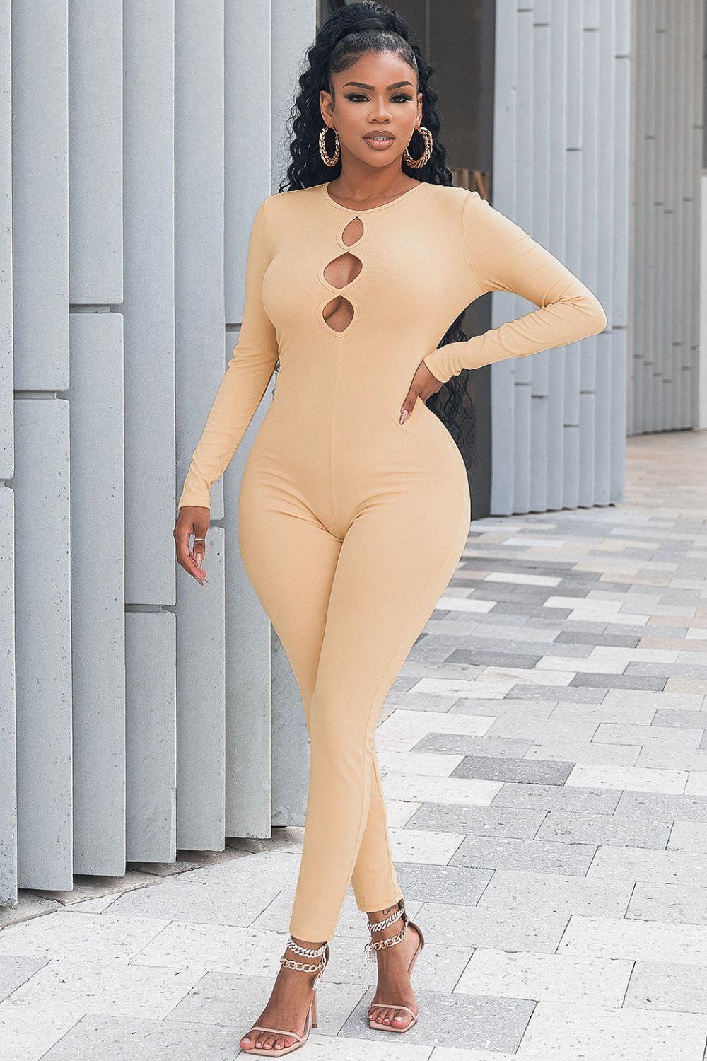 Cutout Round Neck Jumpsuit Sunset and Swim   