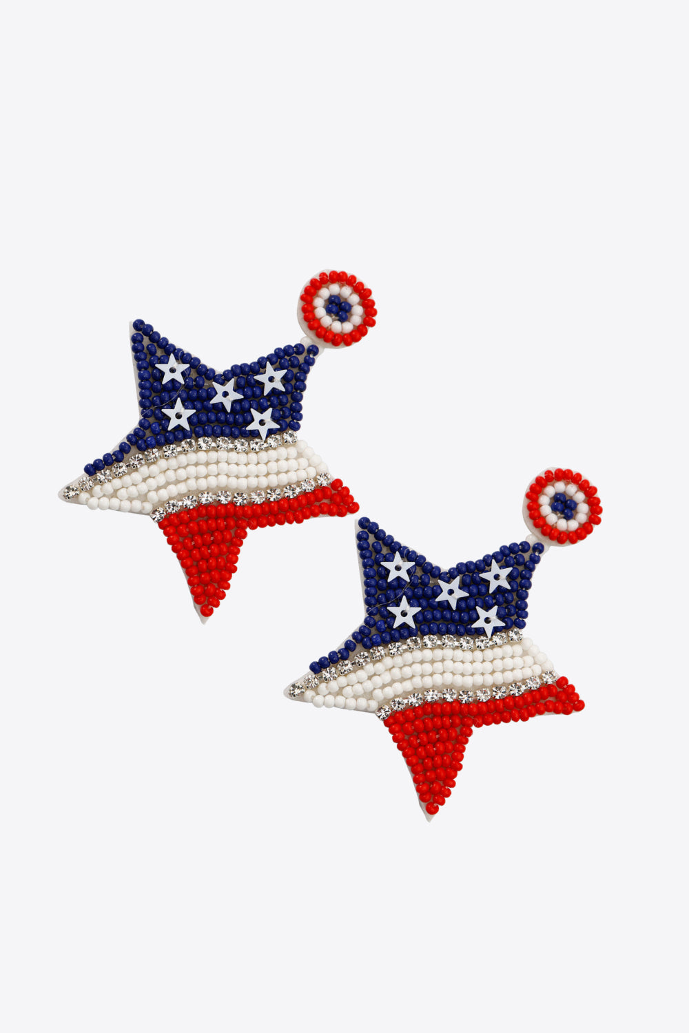 US Flag Beaded Star Earrings Sunset and Swim   