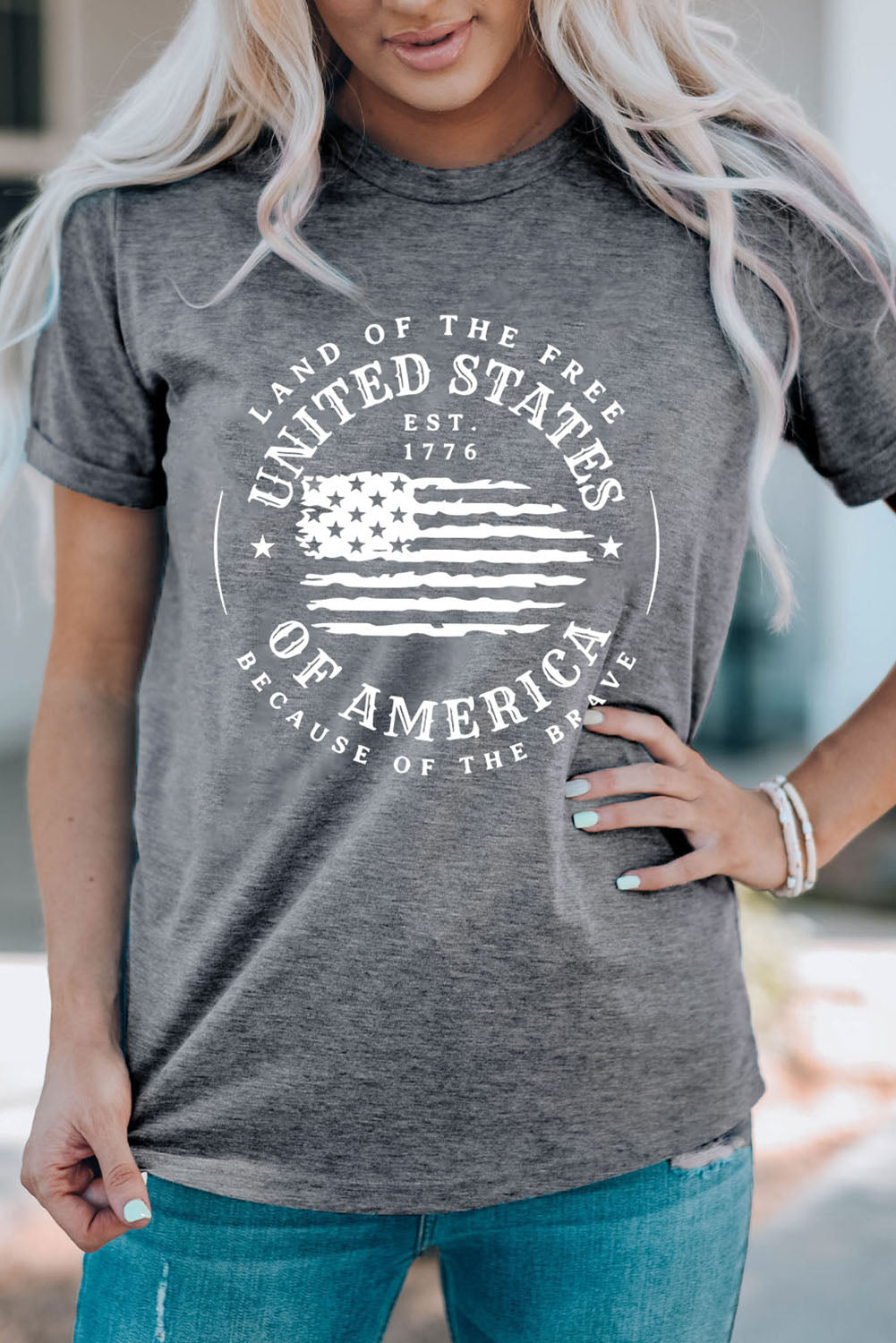 US Flag Graphic Short Sleeve Tee Sunset and Swim   