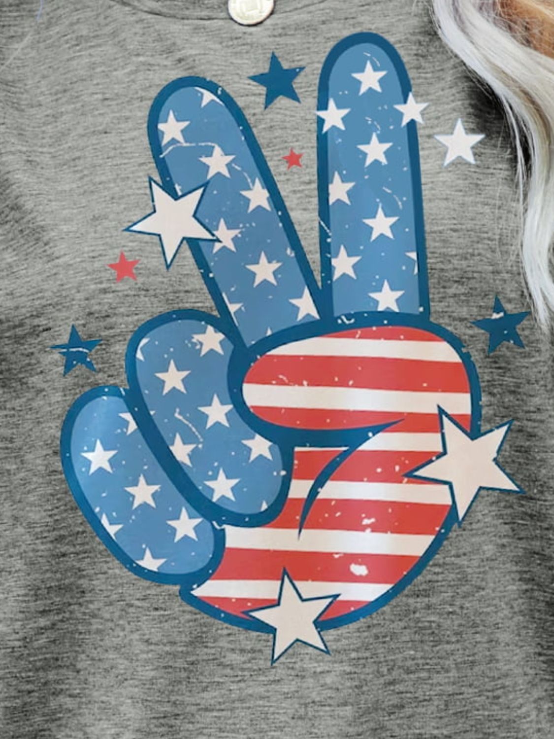 US Flag Peace Sign Hand Graphic Tee Sunset and Swim   
