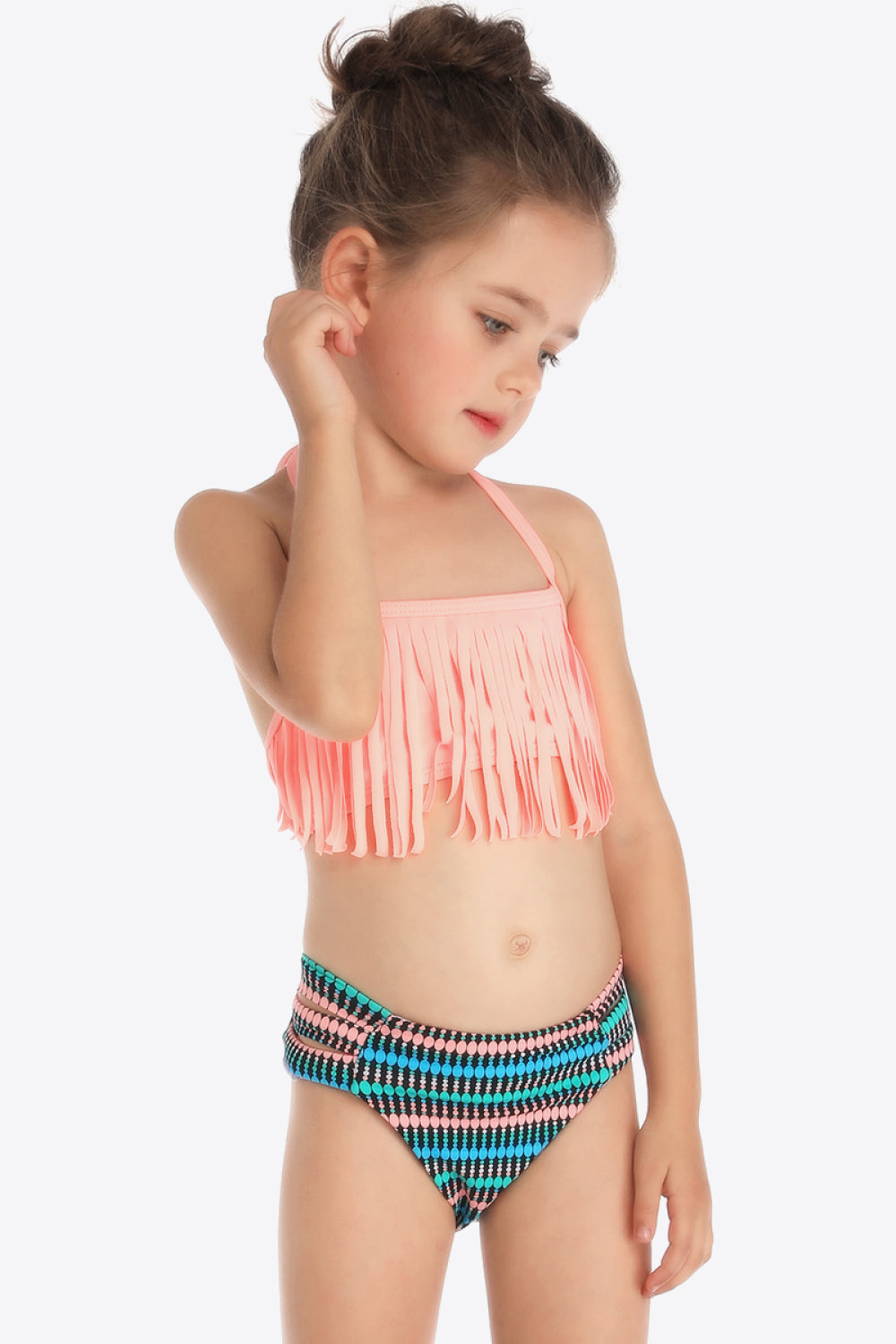 Sunset Vacation  Printed Halter Neck Fringed Two-Piece Swim Set I Kids Swimwear Sunset and Swim   