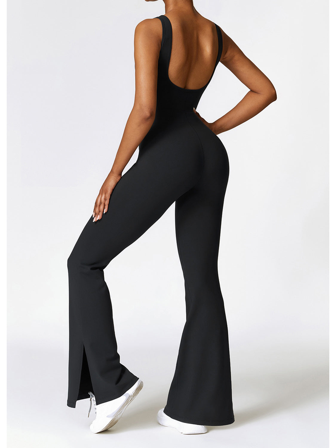 Sunset and Swim  Wide Strap Bootcut Slit Active Jumpsuit Sunset and Swim   