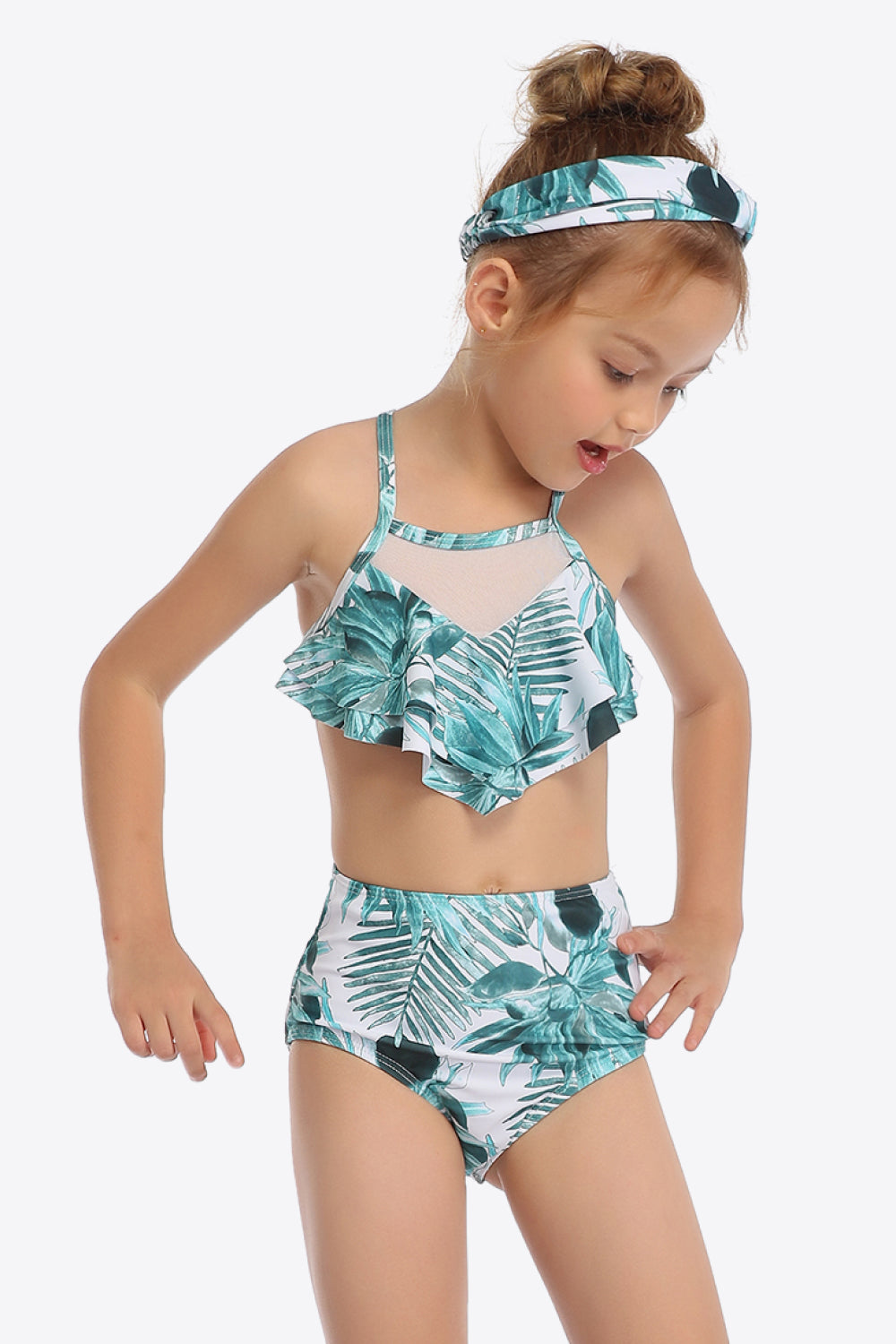 Sunset Vacation  Botanical Print Ruffled Two-Piece Swim Set I Kids Swimwear  Sunset and Swim   