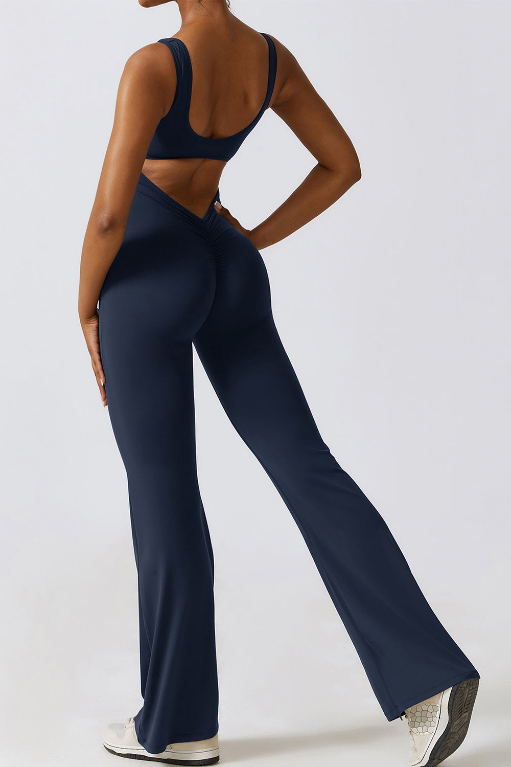 Sunset and Swim  Cutout Ruched Bootcut Sleeveless Active Jumpsuit  Sunset and Swim   