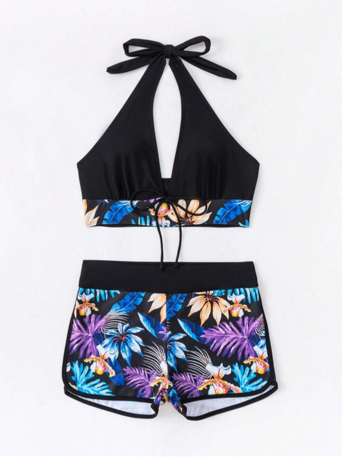 Printed Halter Neck Two-Piece Swim Set Sunset and Swim   