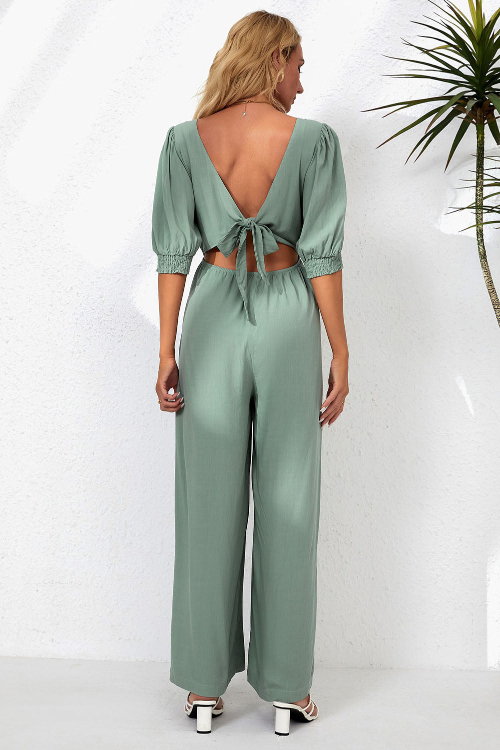 Sunset and Swim  V-Neck Half Sleeve Jumpsuit Sunset and Swim   