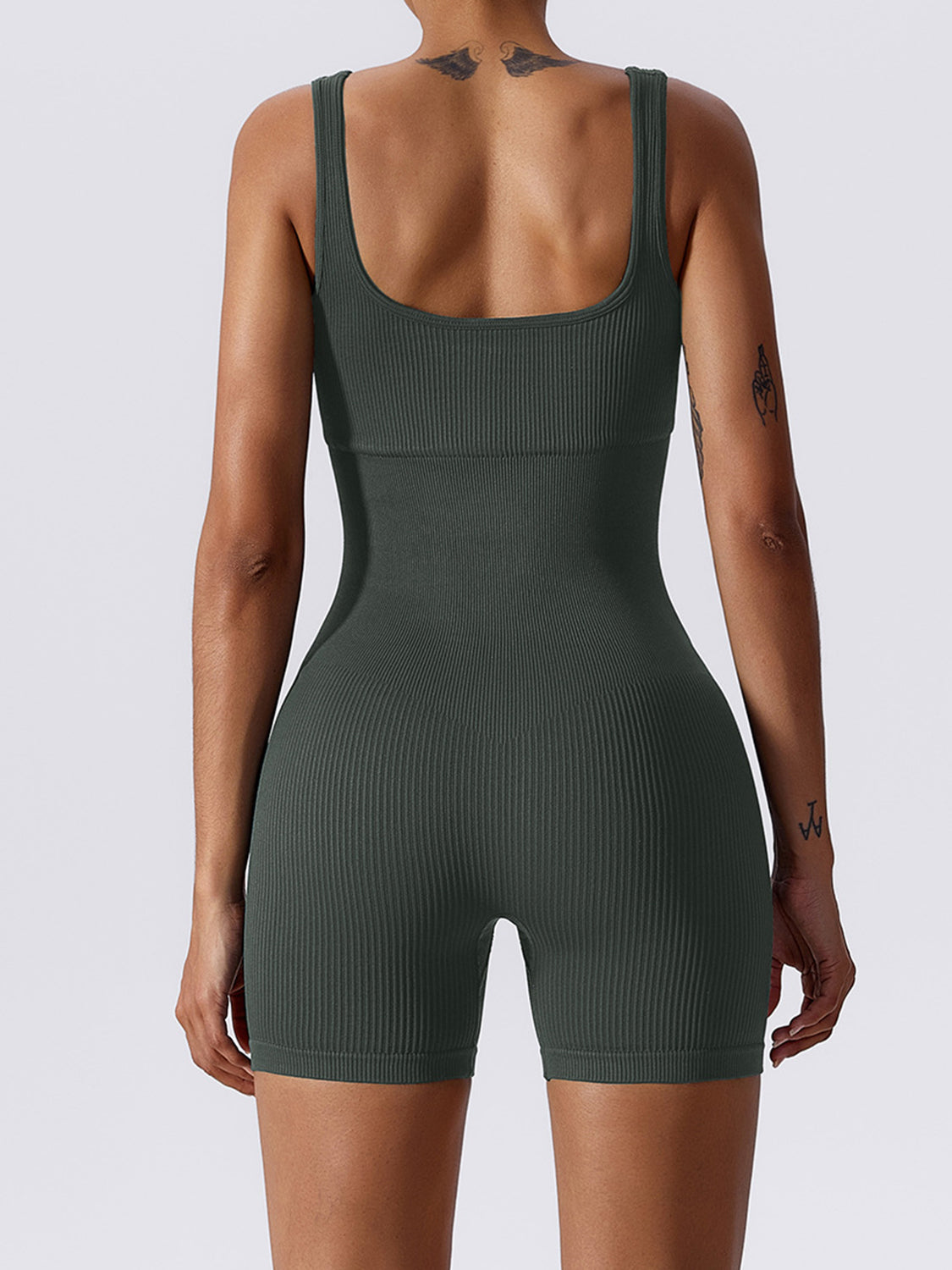 Sunset and Swim  Ribbed Sleeveless Active Romper Sunset and Swim   