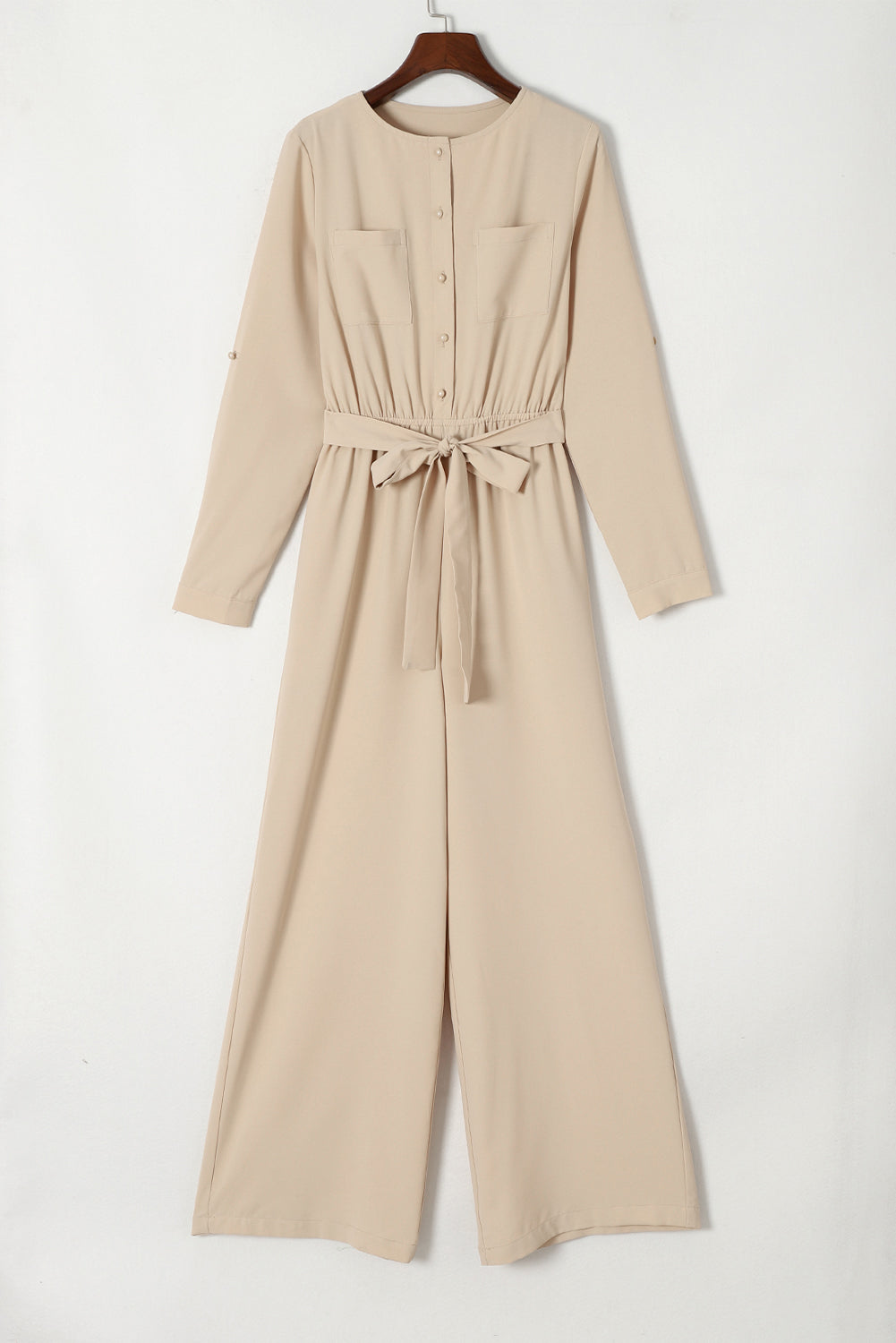 Pocketed Tied Wide Leg Jumpsuit Sunset and Swim Pastel Yellow S 