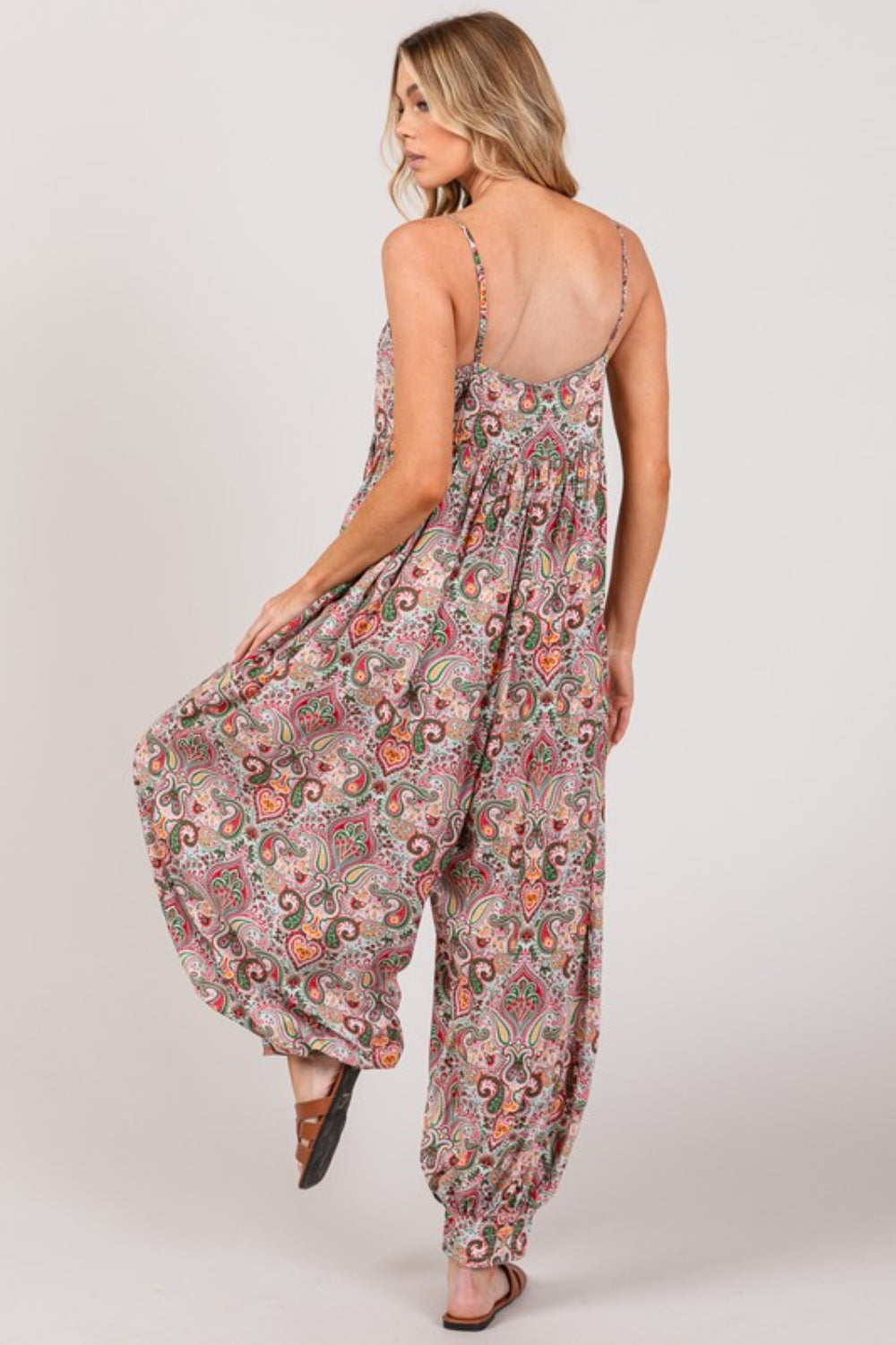 SAGE + FIG Multi Paisley Print Sleeveless Jumpsuit Sunset and Swim   