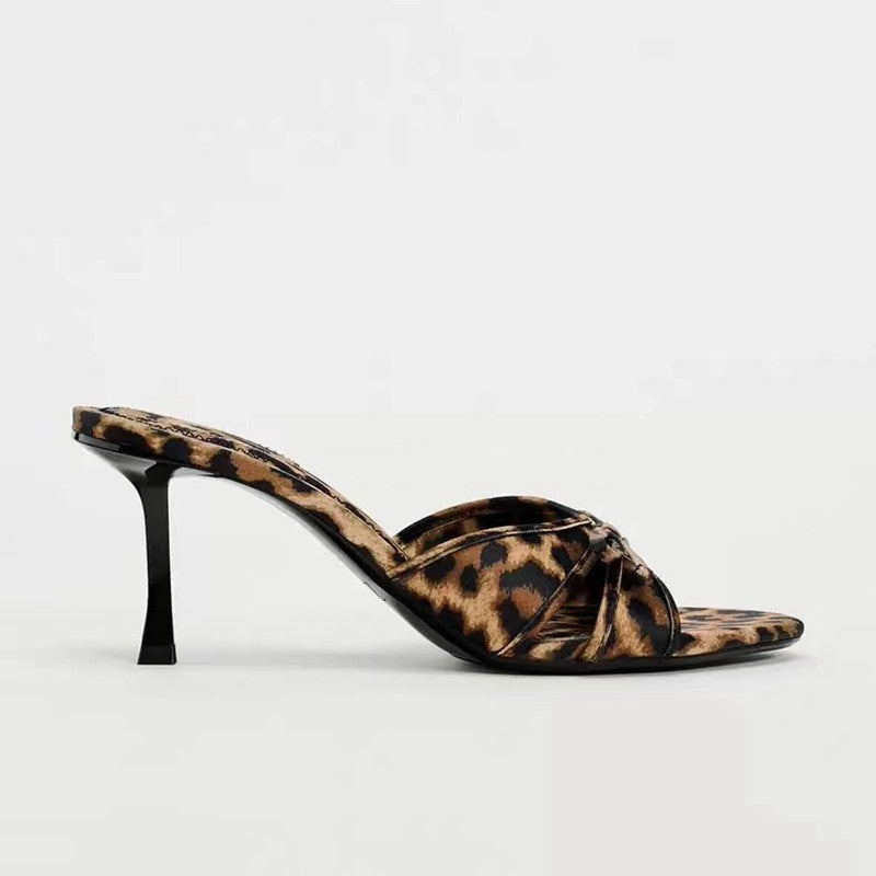 Bow Leopard Kitten Heel Sandals Sunset and Swim   