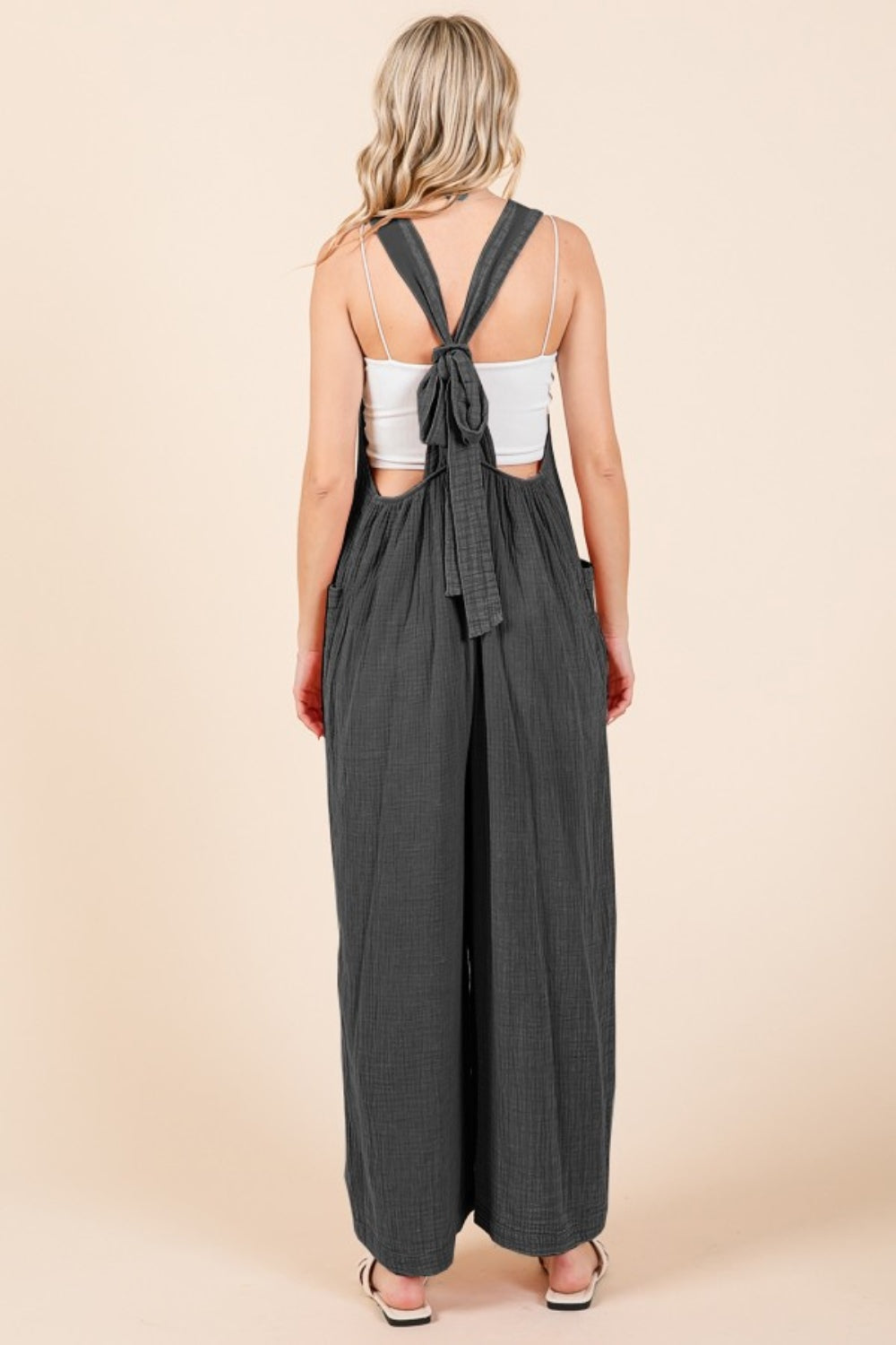 Culture Code Pocketed Sleeveless Wide Leg Overalls Sunset and Swim   