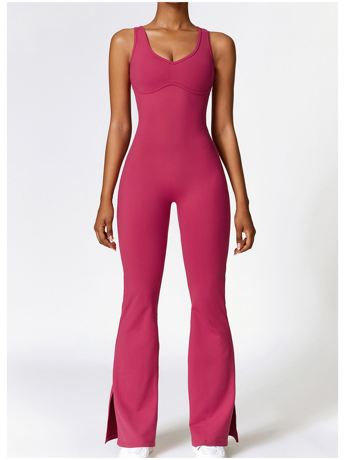 Sunset and Swim  Wide Strap Bootcut Slit Active Jumpsuit Sunset and Swim   