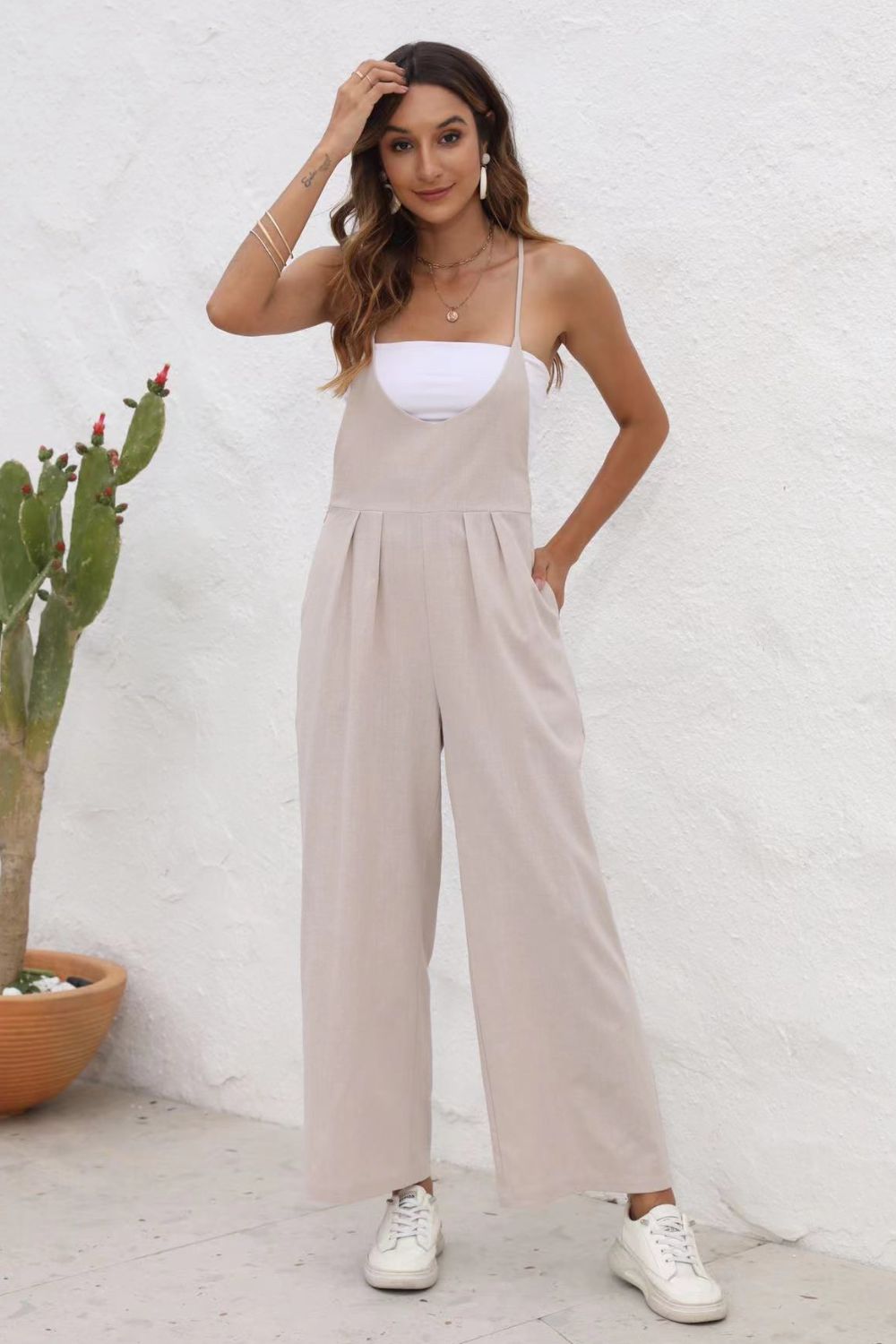 Sunset and Swim  Tie Back Sleeveless Wide Leg Jumpsuit Sunset and Swim   