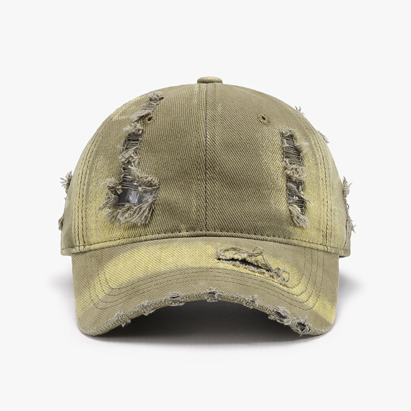Distressed Adjustable Cotton Baseball Cap Sunset and Swim Yellow-Green One Size 
