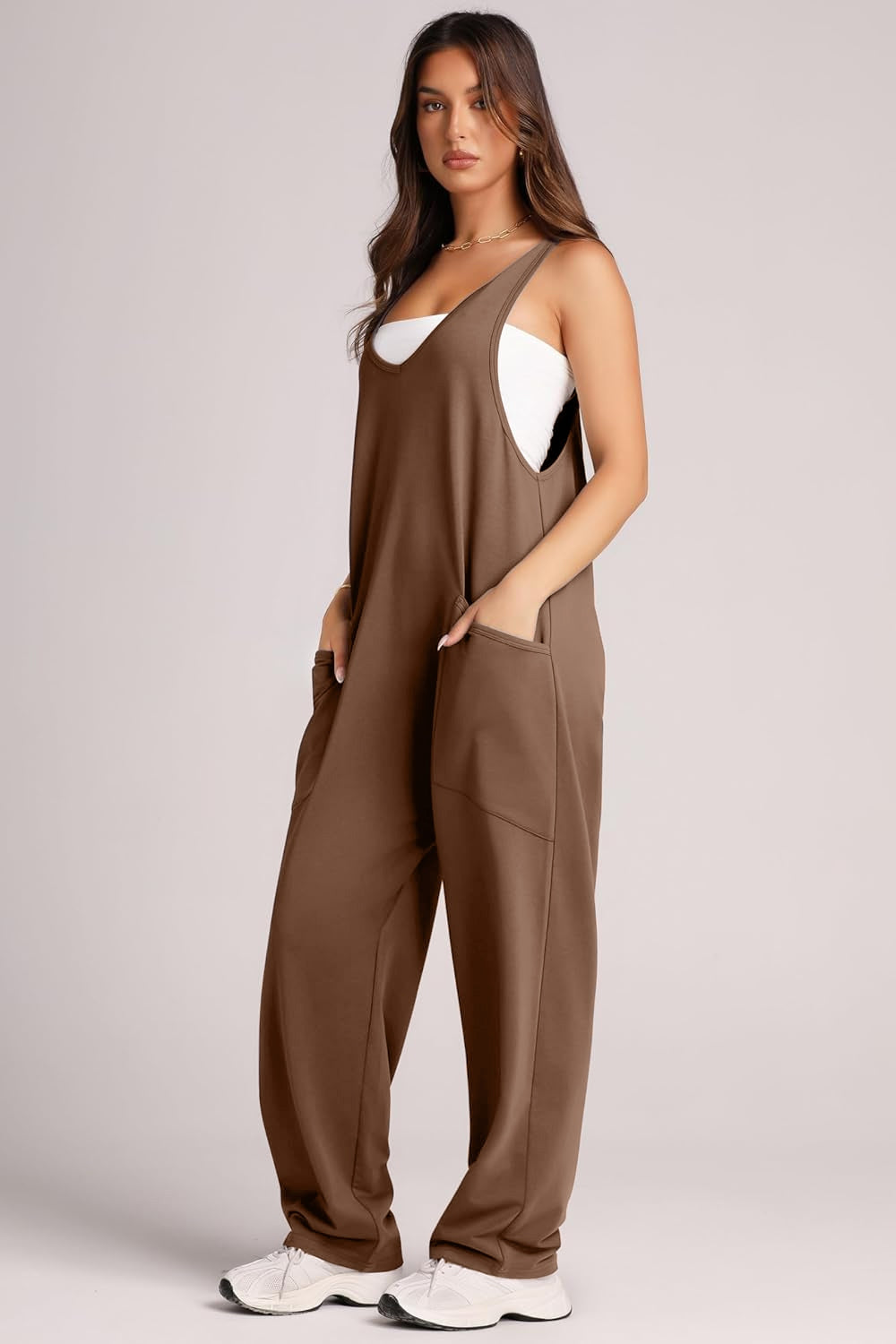 Sunset and Swim  Wide Strap Jumpsuit with Pockets Sunset and Swim   