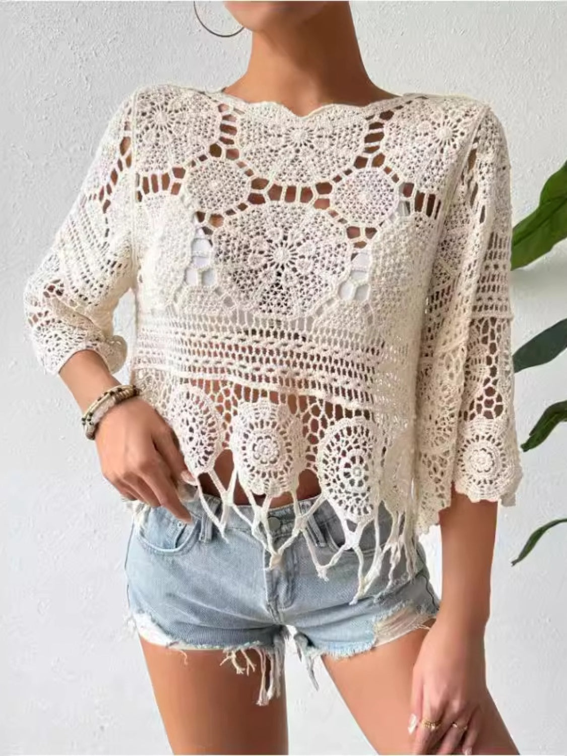 Openwork Round Neck Cover-Up Sunset and Swim   