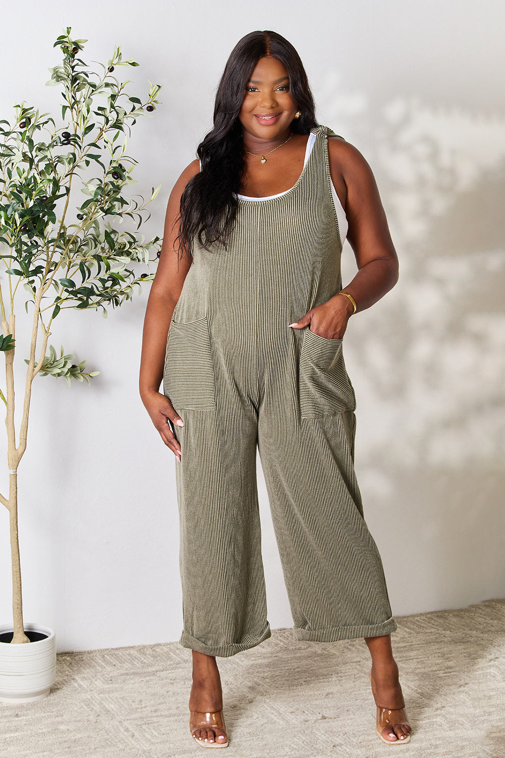 Sunset and Swim  Celeste Plus Size Straight Overall with Pockets Sunset and Swim Olive S 
