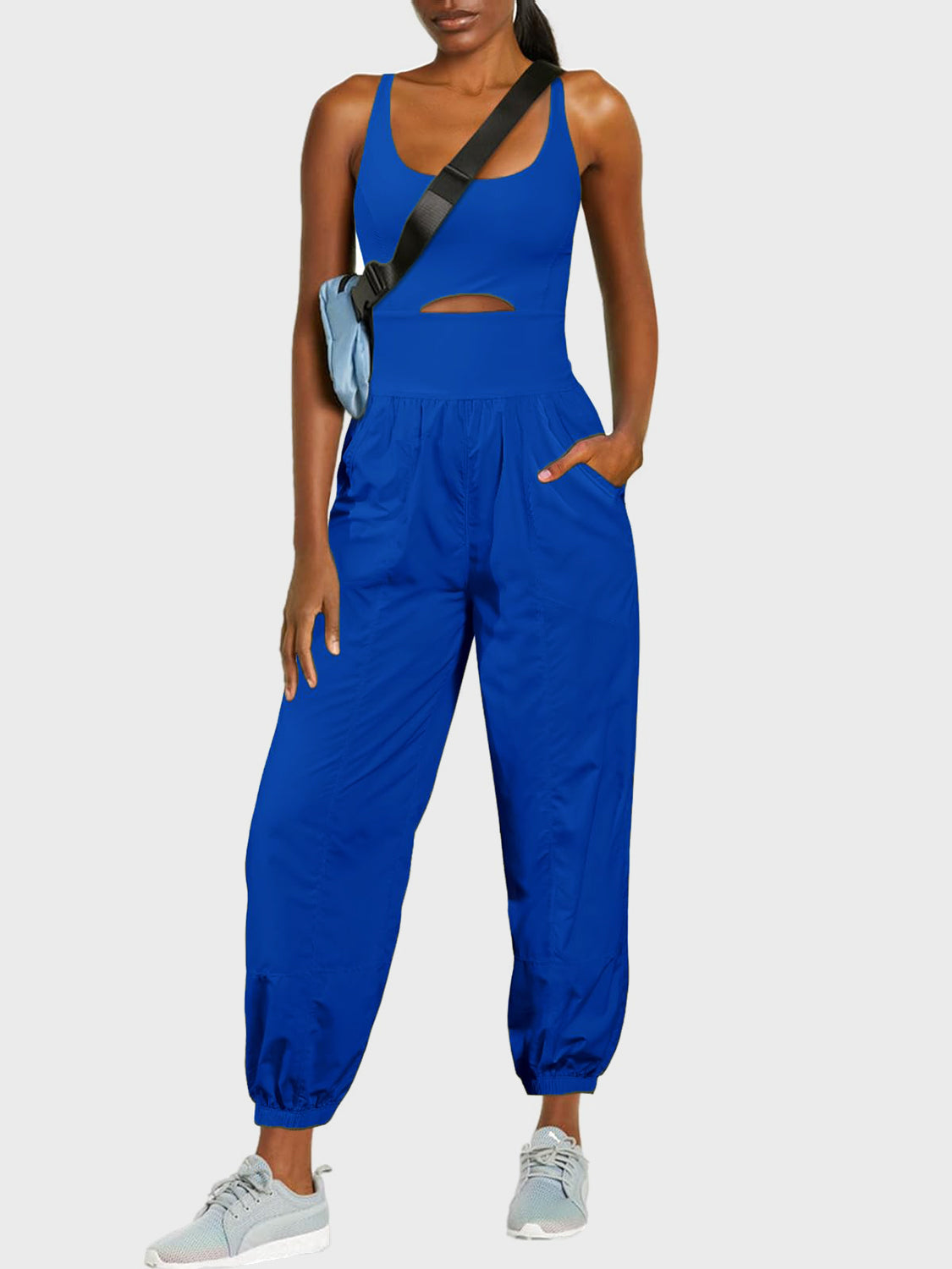 Sunset Vacation Cutout Scoop Neck Wide Strap Jumpsuit Sunset and Swim   