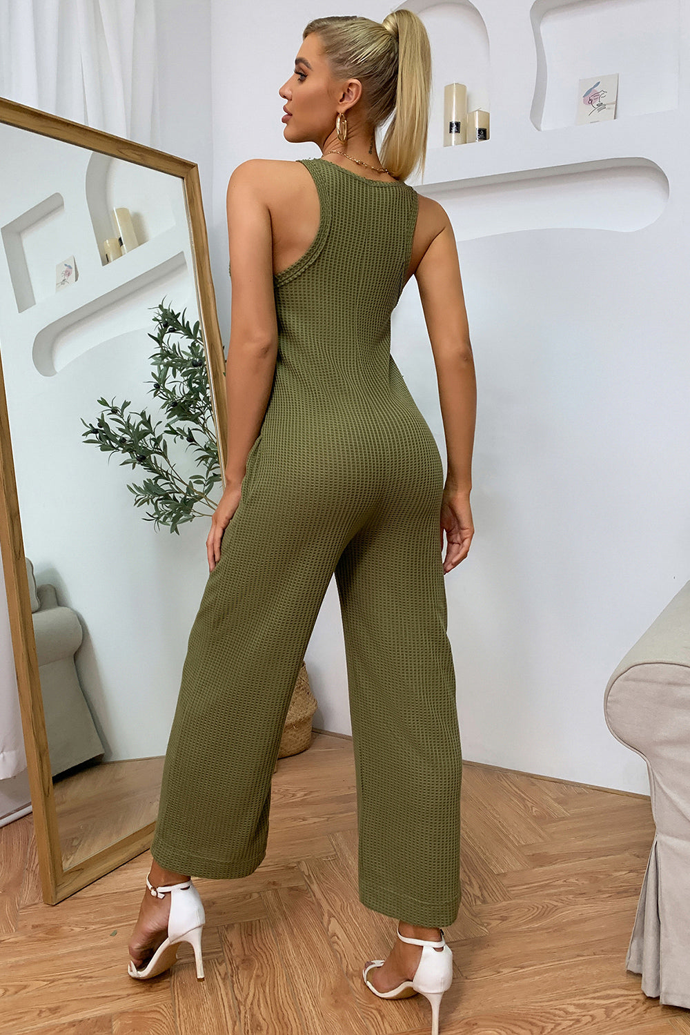 Sleeveless Straight Leg Jumpsuit  Sunset and Swim   