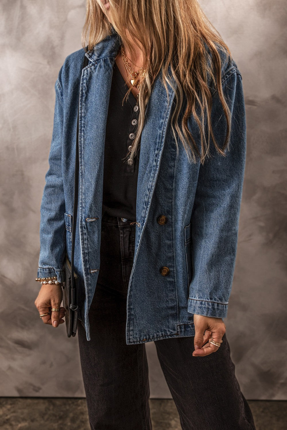 Pocketed Long Sleeve Denim Jacket Sunset and Swim   