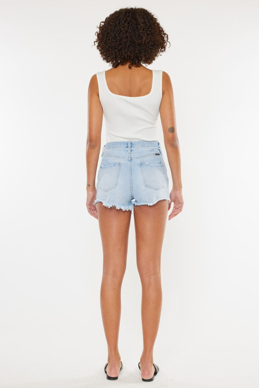 Kancan Distressed Button Fly Denim Shorts Sunset and Swim   