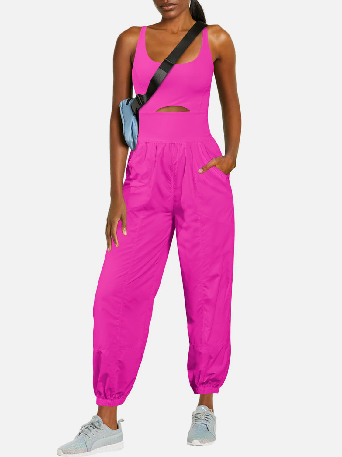 Sunset Vacation Cutout Scoop Neck Wide Strap Jumpsuit Sunset and Swim   