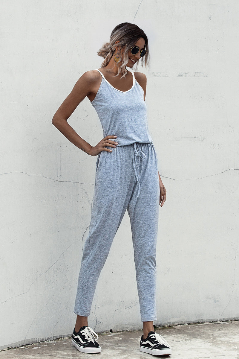 Sunset and Swim Contrast binding Cami Jumpsuit Sunset and Swim Gray S 