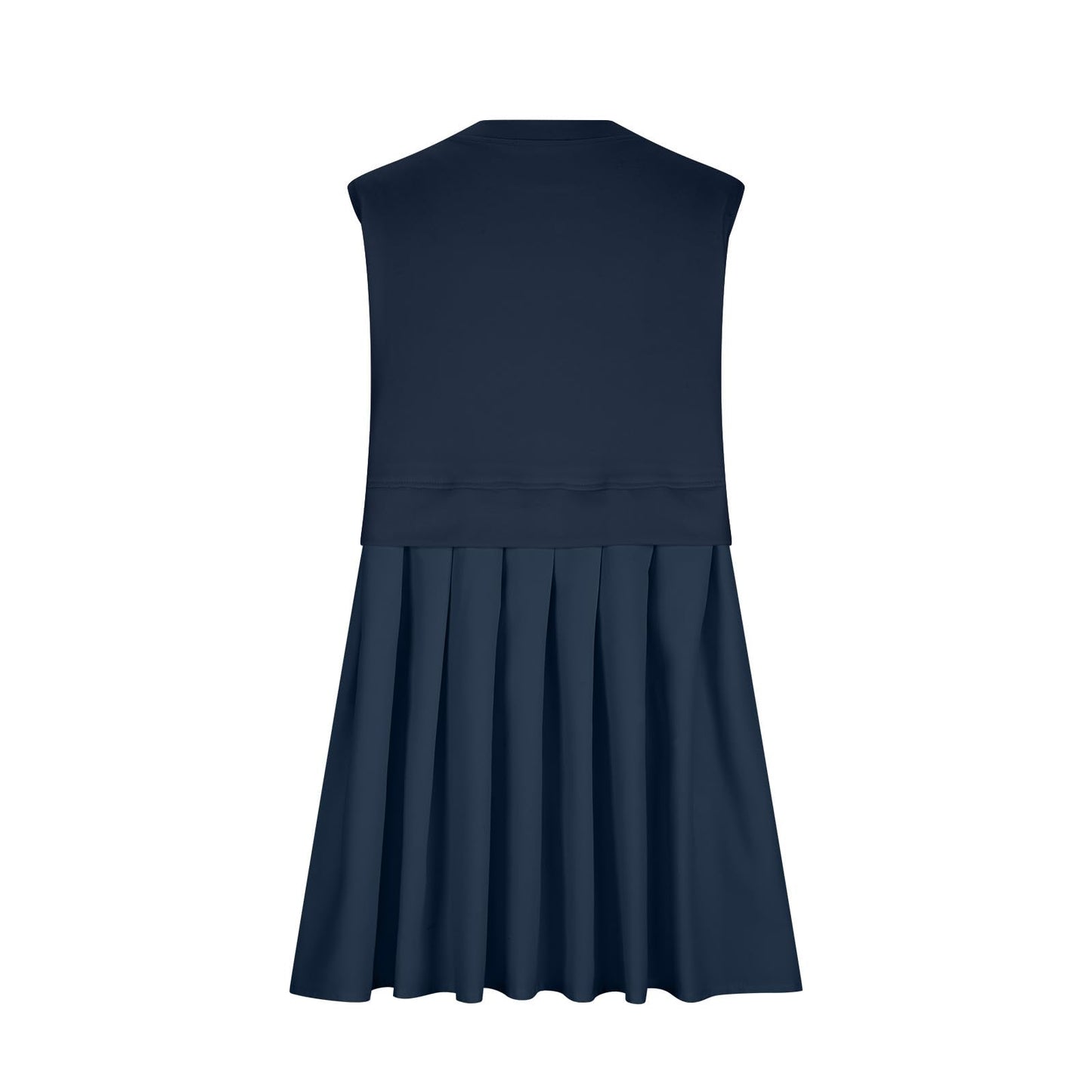 Pleated Round Neck Sleeveless Mini Dress Sunset and Swim Navy S 