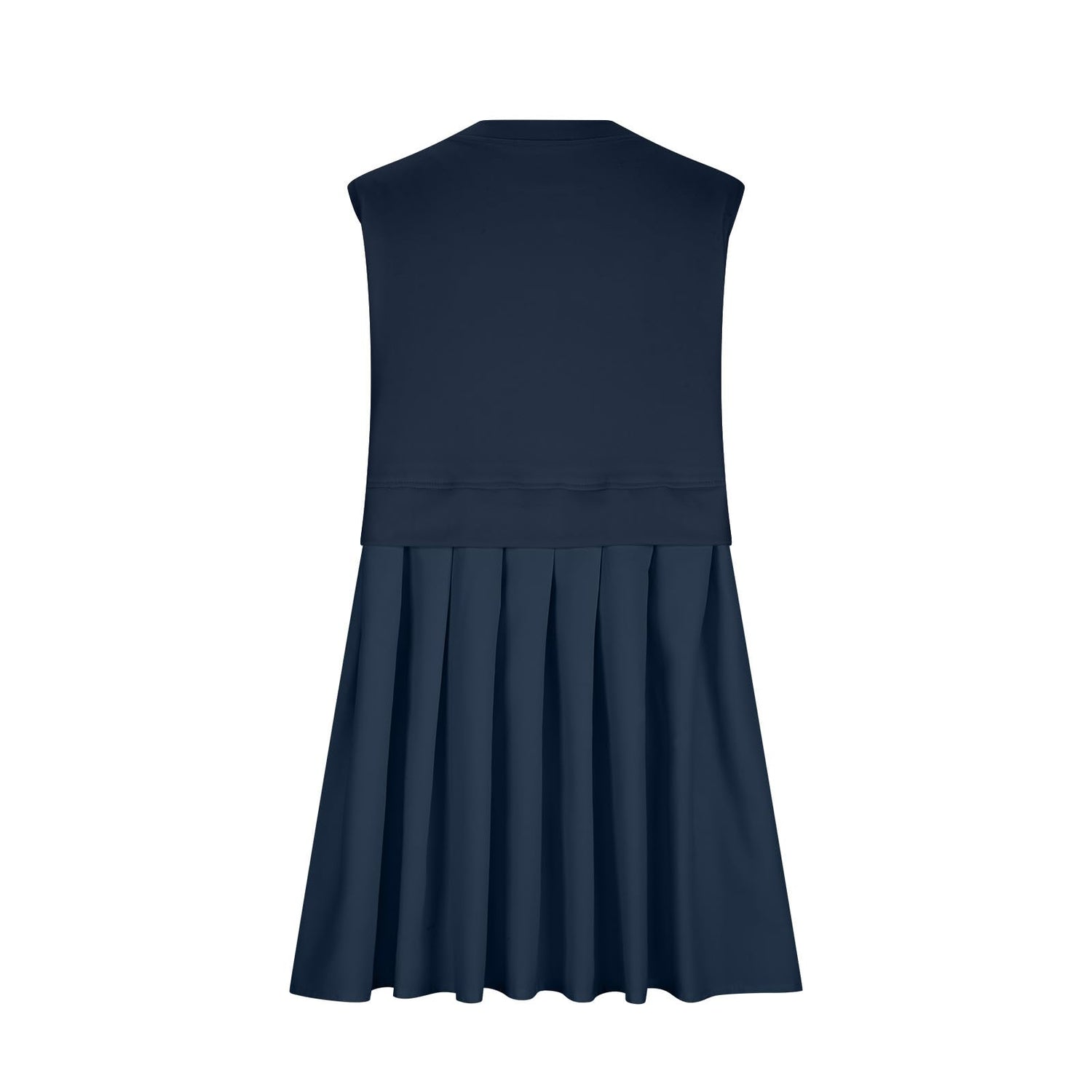 Pleated Round Neck Sleeveless Mini Dress Sunset and Swim Navy S 