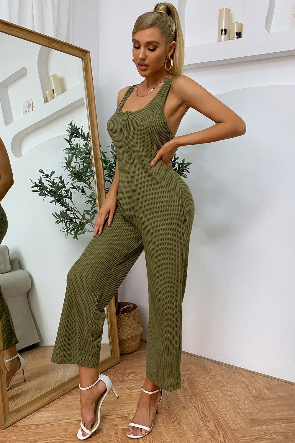 Sleeveless Straight Leg Jumpsuit Sunset and Swim   